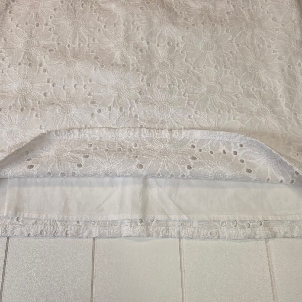 Sigrid Olsen Womens L Shift Dress White Floral Eyelet 100% Cotton Sleeveless NEW - Picture 3 of 8